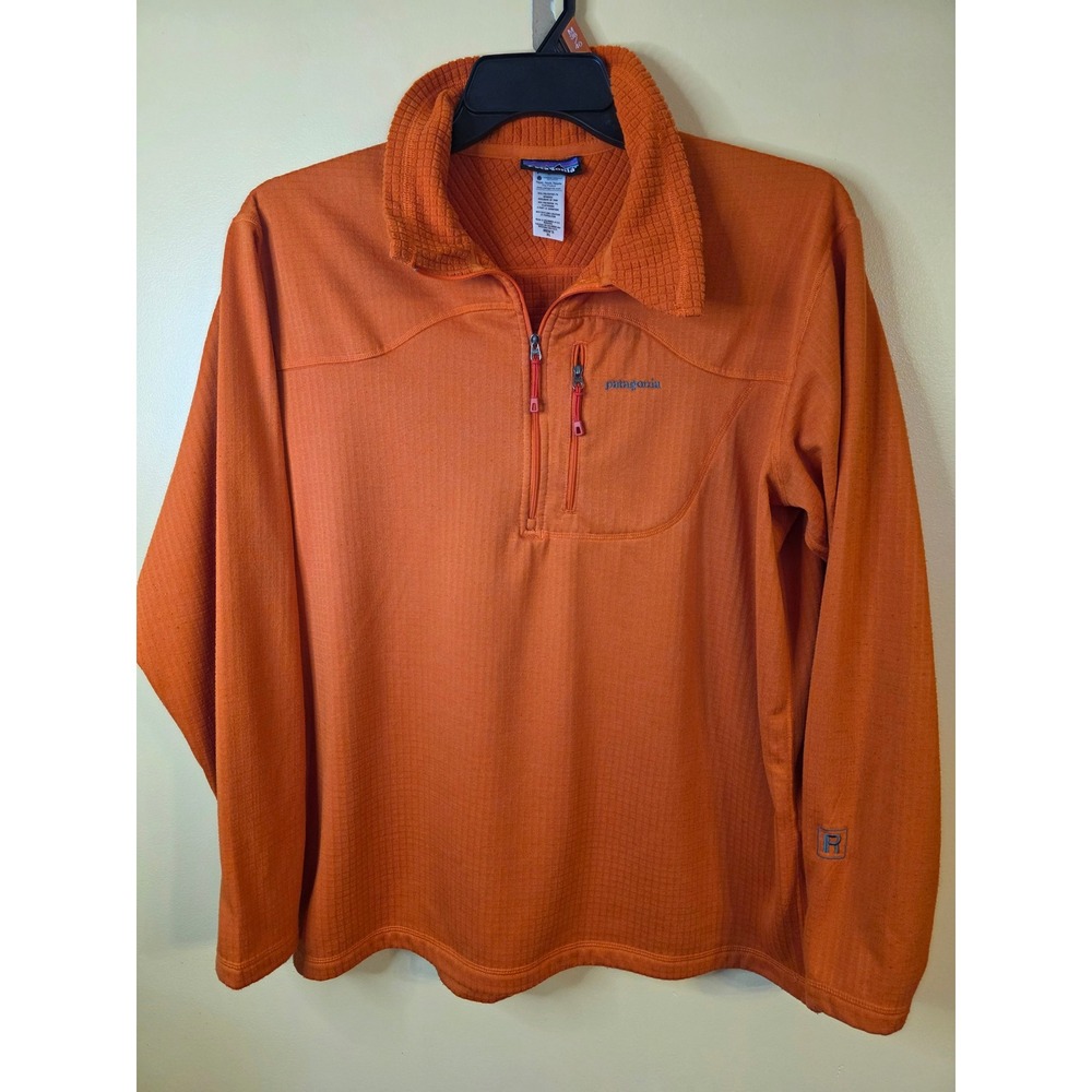 Patagonia R1 Polartec Power Dry Half Zip Grid Fleece Pullover Orange Mens XL